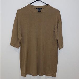 Baracuta Men’s Tan 2 Ply Silk Shirt Size Large